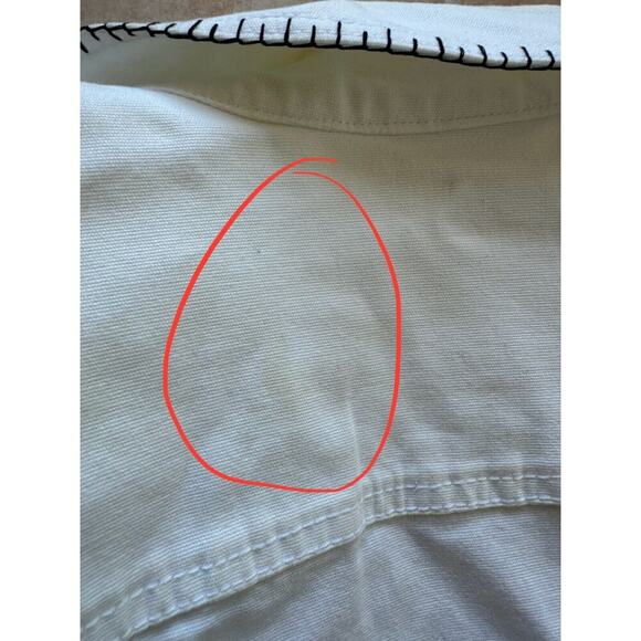 Hearts of Palm White Brown Wood Beads Pockets 3/4 Sleeve Cropped Jacket size 16W - Picture 10 of 13